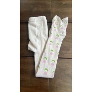 Little Stocking Co Girls Pink Tulip Floral Tights Cream Spring Size 3-4 Years